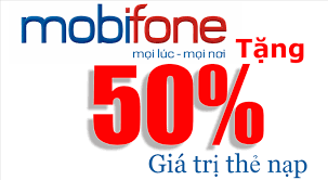 Mobifone KM 50% giá trị thẻ nạp trong ngày 17/2/2017