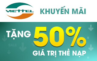Viettel khuyến mại 50% thẻ nạp ngày 30/9/2016